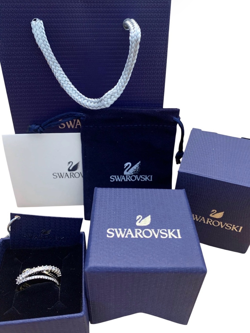 Swarovski Silver Crystal Pavé Stackable Rings SIZE8